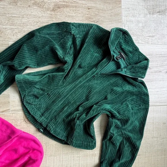 Forever 21 Teal Corduroy Zip-Up - Picture 1 of 3